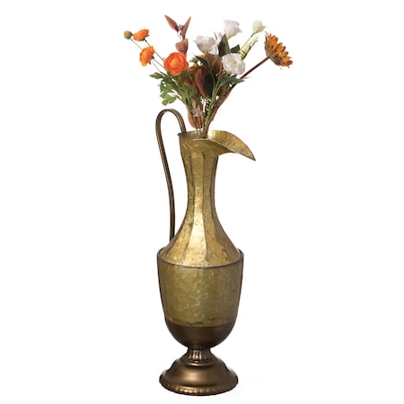 Uniquewise Antique Style 1 Handle Metal Jug Floor Vase for Entryway, Living Room or Dining Room, Large QI004441.L